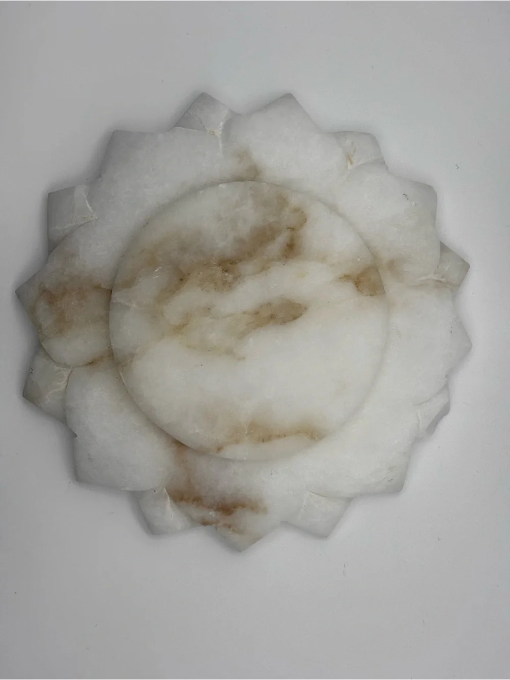 Lotus Flower White Carved Marble Soap Dish Unbranded